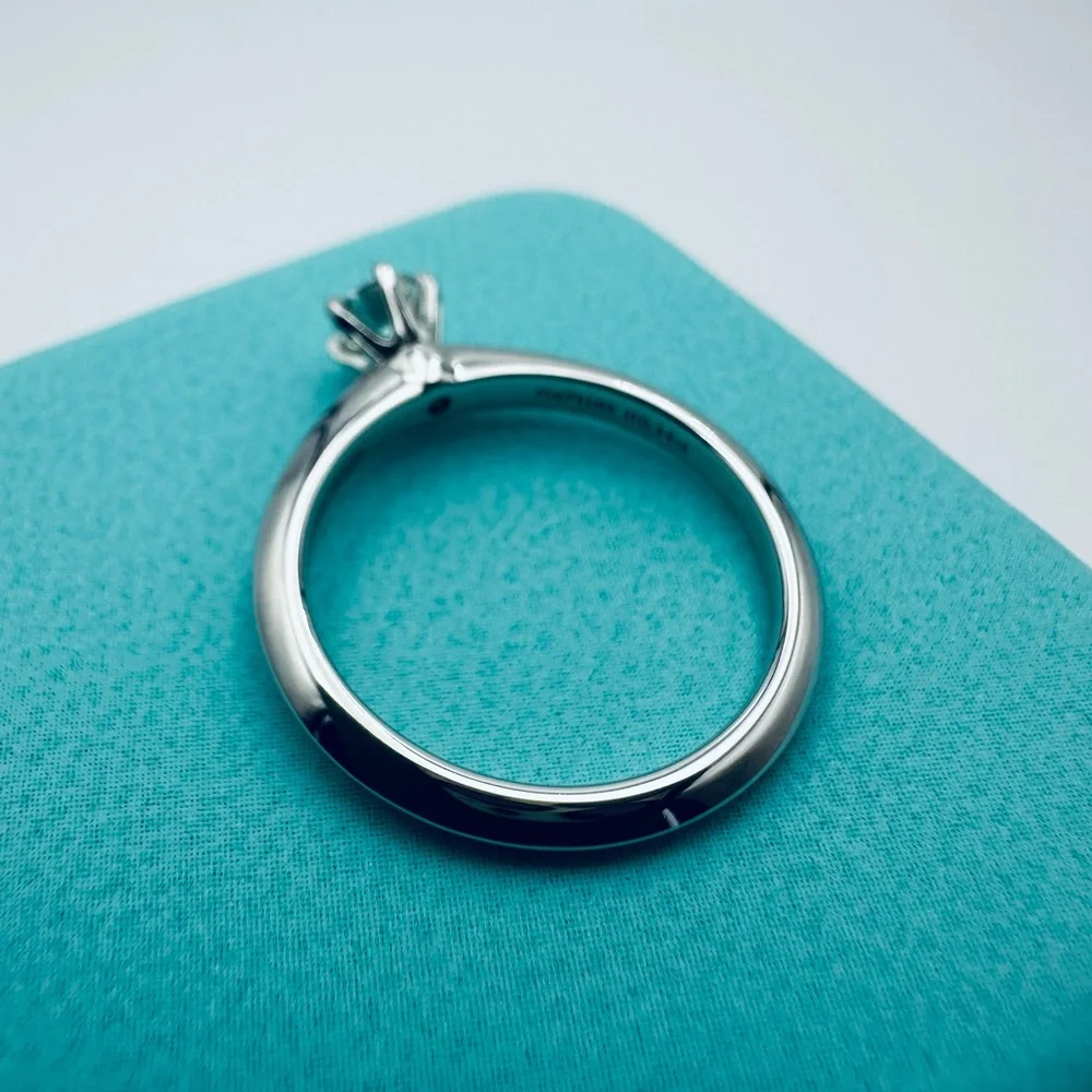 Tiffany & Co. .34 TCW Diamond Engagement Ring in Platinum Size 5.75 w Packaging